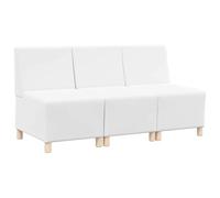 vidaXL Sofá Blanco de Cuero Sintético 55 x 74 x 82 cm - Juego de 3 - Estructura de Madera - Cojines de Espuma - Diseño Atractivo - Asientos Modernos para la Sala - Patas Fuertes y Estables - Sofá Mo