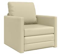 vidaXL Sofá Cama 2 en 1 Crema 74x77x81 cm Cuero sintético, sillón para Sala de Estar, Silla contemporánea, Asiento Acolchado, Interior, Individual, Elegante, Compacto
