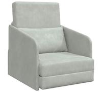 vidaXL Sofá Cama 2 en 1 de en Gris Claro, con reposabrazos Ajustables. Compacto y de Terciopelo, Sala o el Dormitorio. Es una Silla contemporánea, con Asientos cómodos y Cojines, ID