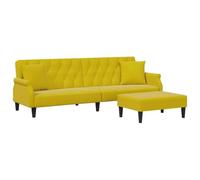 vidaXL Sofá Cama 2 plazas con Almohadas Taburete Terciopelo Amarillo