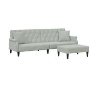 Vidaxl sofá cama 2 plazas con almohadas taburete terciopelo gris claro