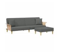 Vidaxl sofá cama 2 plazas y almohadas taburete terciopelo gris oscuro