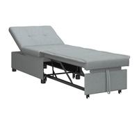 vidaXL Sofá Cama 3 en 1 de - Diseño de tirón en Tela Gris Claro. Compacto con Soporte Ajustable, Salas de Estar y huéspedes. Elegante y Duradero. También se Puede Usar como Silla de