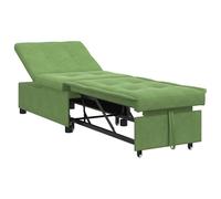 vidaXL Sofá cama extraíble 3 en 1 de terciopelo verde claro, sillón ajustable para salón y habitación de invitados, diseño compacto, convertible, moderno, individual
