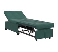 vidaXL Sofá cama 3 en 1 extraíble de terciopelo verde oscuro con reclinable, ajustable, para salón, habitación de invitados, diseño compacto, individual, moderno, versátil