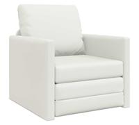 vidaXL Sofá Cama de Piso 2 en 1 Blanco 74X77X81 cm Cuero Sintético Sillón Moderno para Sala de Estar Asientos de Interior Muebles Estiloso Compacto