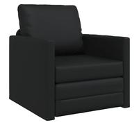 vidaXL Sillón Cama 2 en 1 Negro 74X77X81 cm Cuero Sintético Sillón Moderno Duradero para Sala de Estar y Dormitorio Asiento Cómodo Muebles para el Hogar