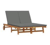 vidaXL Tumbona Doble con Ruedas y cojín de Madera de Acacia Maciza