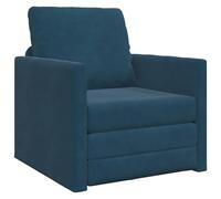vidaXL Sofá Cama Azul 74 x 77 x 81 cm Terciopelo | Acabado azul que ilumina cualquier habitación, Incluye un cojín suave para mayor confort,