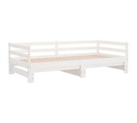 vidaXL Sofá Cama Cama Extraíble Invitado Pijamada Ocasional Dormitorio Habitación Salón Sala de Estar Muebles Madera Maciza Pino Blanco 80x200 cm