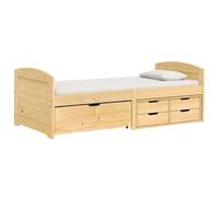 vidaXL Sofá Cama con 5 cajones Madera Maciza Pino iRun 90x200cm, Cama de Invitados, Cama Ocasional, sofá Cama de Madera, Cama, Estructura de sofá Cama