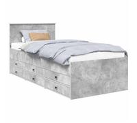 vidaXL Sofá Cama con cajón Manual Gris Concreto y Negro 90 x 190 cm, Dormitorio, diseño Moderno con Amplio Almacenamiento y Acabado Durable y Resistente al Agua para un Espacio Estiloso y Funcional