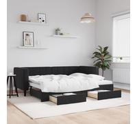 vidaXL Sofá Cama con Cajones, Diván Extensible, Cama Extraíble de Invitados, Sofá Cama para Salón Dormitorio, Terciopelo Negro 80x200 cm