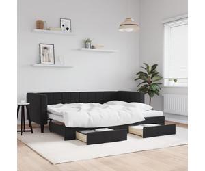 vidaXL Sofá Cama con Cajones, Diván Extensible, Cama Extraíble de Invitados, Sofá Cama para Salón Dormitorio, Terciopelo Negro 80x200 cm