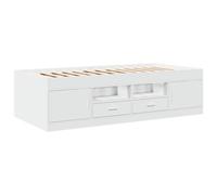 vidaXL Tumbona con Cajones, Sofá de Listones con Almacenamiento, Cama de Invitados, Mueble para Salón Dormitorio, Madera de Ingeniería Blanco