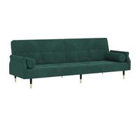 vidaXL Sofá Cama con Cojines Terciopelo Verde Oscuro