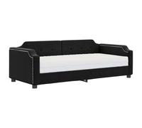 vidaXL Sofá Cama con Colchón, Diván Tapizado con Reposabrazos, Cama de Invitados, Mueble para Salón Dormitorio, Tela Negro 90x190 cm