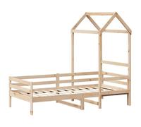 vidaXL Sofá cama con techo de madera maciza de pino 80x200 cm, cama de invitados, cama de pijamas, cama de noche, sofá cama de día, cama ocasional