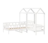 vidaXL Sofá Cama con Techo Madera Maciza de Pino Blanco 80x200 cm, Juego de Cama de día, Juegos de Cama de día