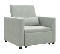vidaXL Sofá Cama Convertible 3 en 1 de Terciopelo Gris Claro
