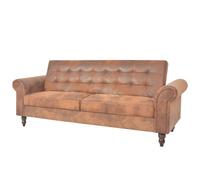 Sofá Cama Convertible Con Reposabrazos De Ante Sintético Marrón 196 X 97 X 59 Cm Vidaxl