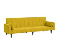 vidaXL Sofá Cama de 2 Plazas con Dos Almohadas, Diván Extensible, Cama de Invitados, Mueble para Salón Dormitorio Oficina, Terciopelo Amarillo