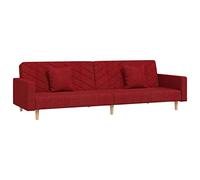 vidaXL Sofá Cama de 2 plazas con Dos Almohadas Tela Color Vino