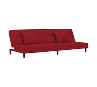 Vidaxl sofá cama de 2 plazas con dos almohadas terciopelo rojo tinto