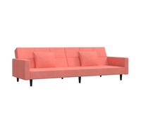 Vidaxl sofá cama de 2 plazas con dos almohadas terciopelo rosa