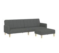 vidaXL Sofá cama de 2 plazas con otomana tela gris oscuro