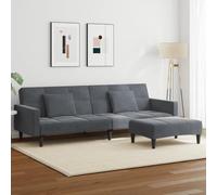 vidaXL Sofá cama de 2 plazas con reposapiés, terciopelo gris oscuro, cama convertible a sofá cama con marco de madera, muebles cómodos y multiusos para sala de estar, apartamentos, dormitorios