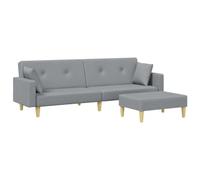 vidaXL Sofá Cama de 2 plazas con Taburete Tela Gris Claro