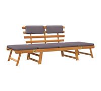 vidaXL Sofá Cama de Jardín 2 en 1 con Cojín Patio Robusto Resistente Funcional Práctico Diseño Moderno Versátil Cómodo 190cm Madera Maciza Acacia
