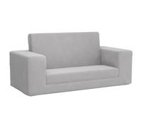 vidaXL Sofá Cama de Niños 2 Plazas, Sillón con Reposabrazos, Mini Sofá Infantil, Sofá Cama para Dormitorio Sala de Juegos, Felpa Suave Gris Claro