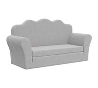 vidaXL Sofá Cama de niños 2 plazas Felpa Suave Gris Claro