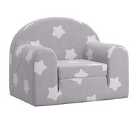 vidaXL Sofá Cama de Niños, Sillón con Reposabrazos, Mini Sofá Infantil, Asiento para Dormitorio Sala de Juegos, Felpa Suave Gris Claro con Estrellas