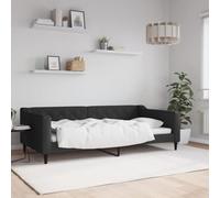 vidaXL Sofá Cama, Diván Decorativa de Listones, Estructura de Cama de Invitados, Mueble para Salón Dormitorio Hogar, Tela Negro 100x200 cm