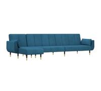 vidaXL Sofá Cama en Forma de L, Chaise Lounge Plegable, Sofá Diván Tapizado Esquinero, Muebles de Sala de Estar, Estilo Moderno, Terciopelo Azul