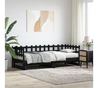 vidaXL Sofá Cama Extraíble, Estructura de Cama, Somier de Invitados, Cama Extensible para Dormitorio Salón, Madera Maciza de Pino Negro 2X(90x200) cm