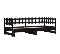 vidaXL Sofá Cama Extraíble, Estructura de Cama, Somier de Invitados, Cama Extensible para Dormitorio Salón, Madera Maciza de Pino Negro 2X(80x200) cm