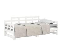 vidaXL Sofá Cama Extraíble Invitado Pijamada Ocasional Convertibles Plegables Salón Sala de Estar Muebles Madera Maciza de Pino Blanco 2X(90x190) cm