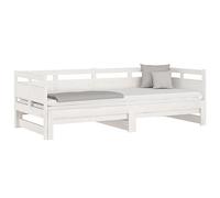 vidaXL Sofá Cama Extraíble Invitado Pijamada Ocasional Habitación Salón Sala de Estar Muebles para Dormir Madera Maciza de Pino Blanco 2X(80x200) cm