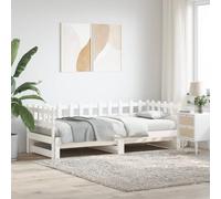 vidaXL Sofá Cama extraíble Madera Maciza de Pino Blanco 2X(80x200) cm