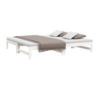 vidaXL Sofá Cama Extraíble para Invitados Plegable Mobiliario Mueble Multiusos Salón Sala de Estar Madera Maciza de Pino Blanco 2X(75x190) cm