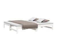vidaXL Sofá Cama Extraíble para Invitados Plegable Mobiliario Mueble Multiusos Salón Sala de Estar Madera Maciza de Pino Blanco 2X(90x190) cm