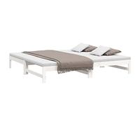 vidaXL Sofá Cama Extraíble para Invitados Plegable Mobiliario Mueble Multiusos Salón Sala de Estar Madera Maciza de Pino Blanco 2X(100x200) cm