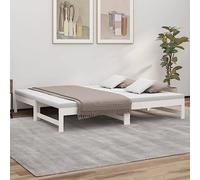 vidaXL Sofá Cama Extraíble para Invitados Plegable Mobiliario Mueble Multiusos Salón Sala de Estar Madera Maciza de Pino Blanco 2X(75x190) cm