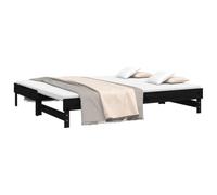 vidaXL Sofá Cama Extraíble para Invitados Plegable Mobiliario Mueble Multiusos Salón Sala de Estar Madera Maciza de Pino Negro 2X(90x200) cm