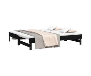 vidaXL Sofá Cama Extraíble para Invitados Plegable Mobiliario Mueble Multiusos Salón Sala de Estar Madera Maciza de Pino Negro 2X(75x190) cm