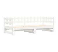 vidaXL Sofá cama extraíble de madera maciza de pino blanco 2x(80x200) cm